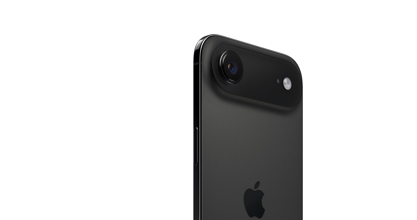 Black smartphone with Apple logo on a white background
