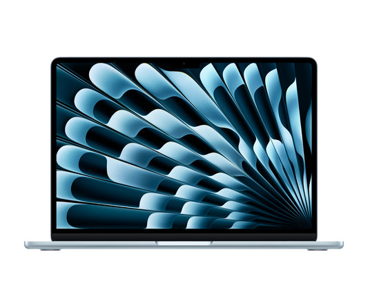 skyblue macbook on a white background