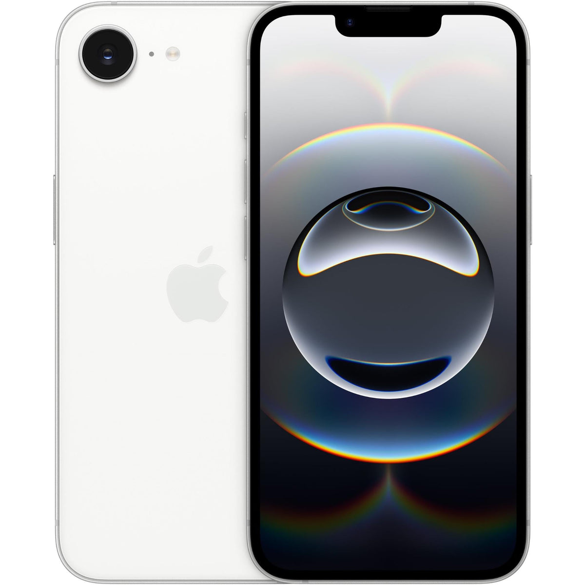 Apple iPhone 16e White - front and back