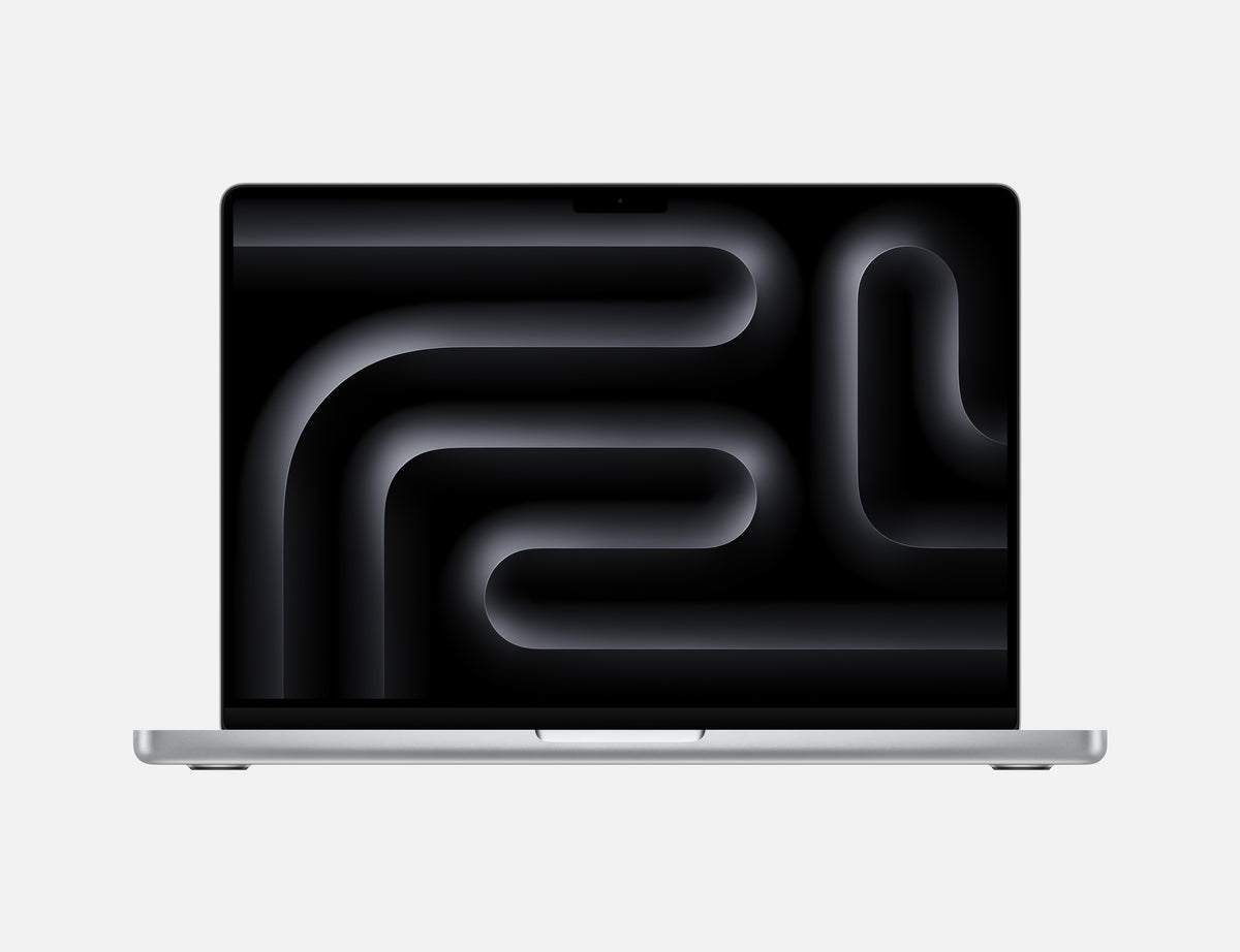 silver macbook pro on white background