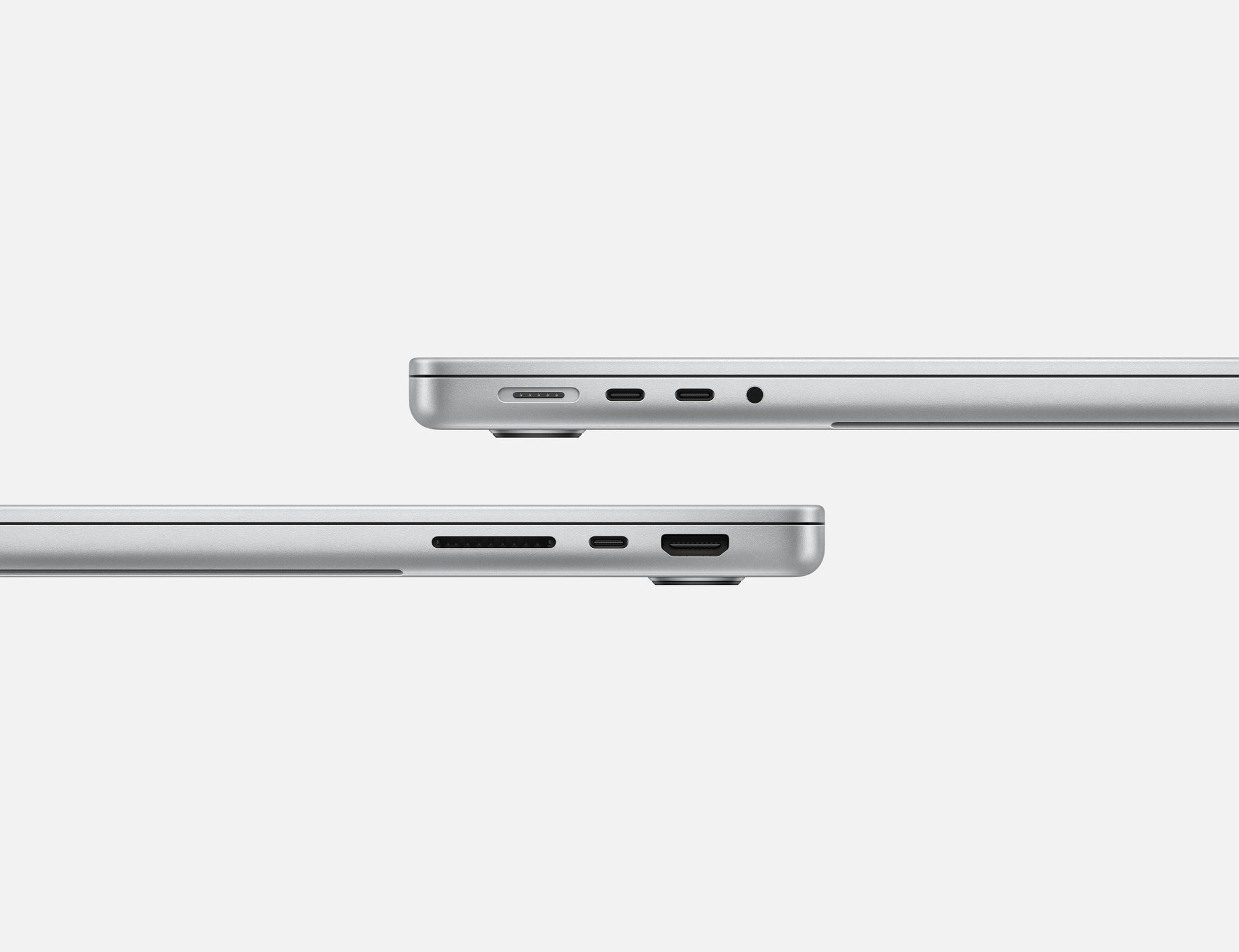 silver macbook pro on white background
