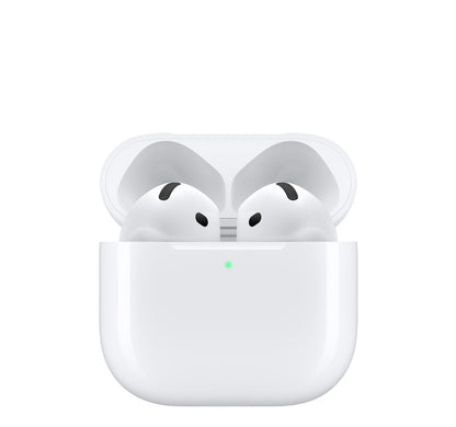white airpods on a white background