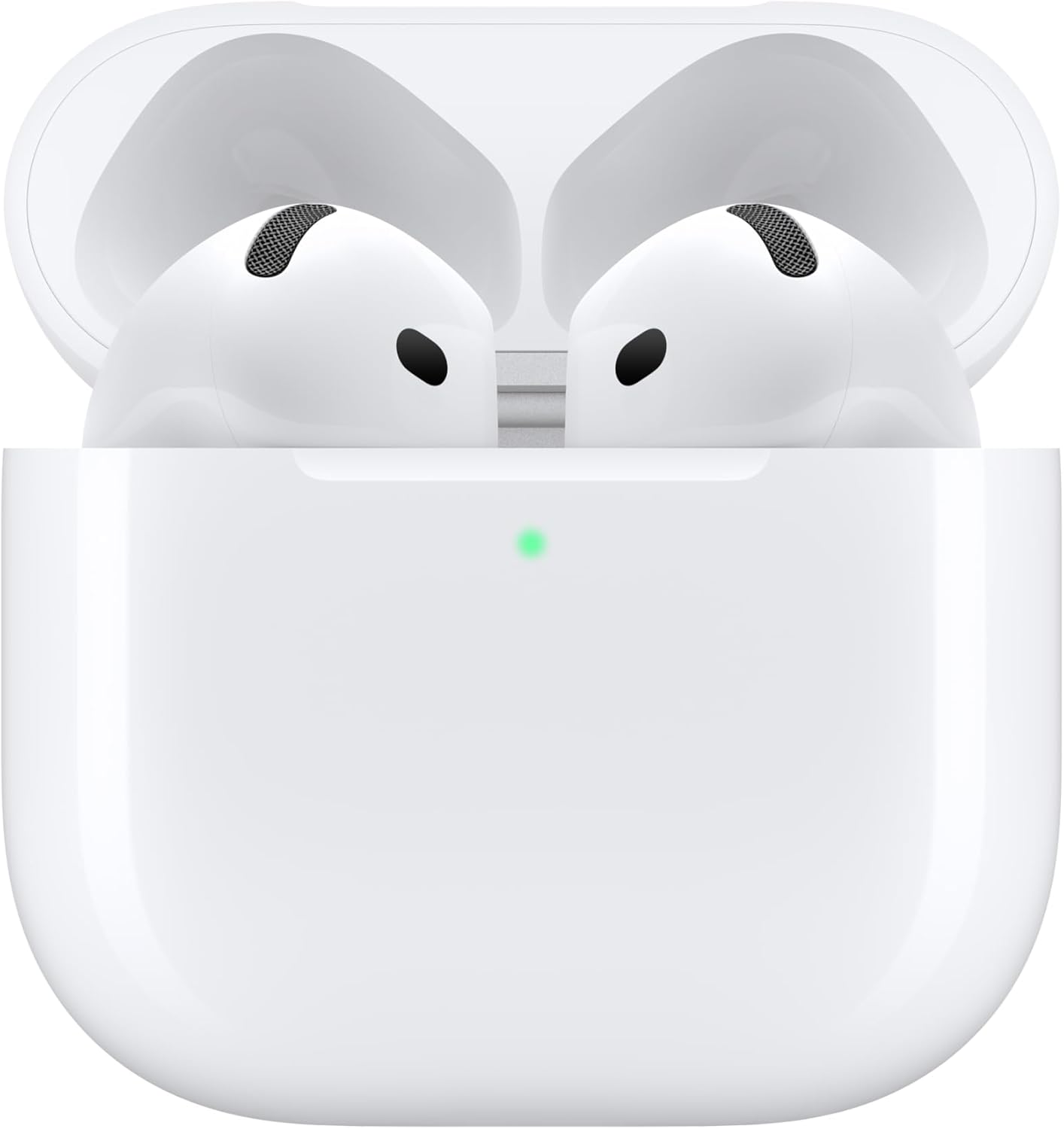 white airpods on a white background