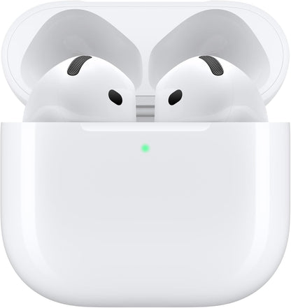 white airpods on a white background
