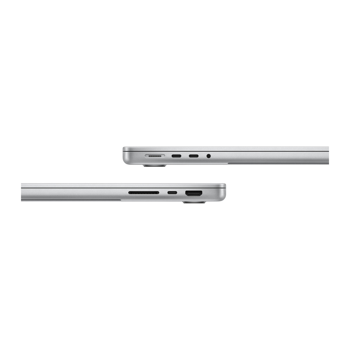 silver macbook pro on white background