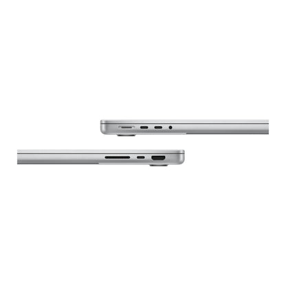 silver macbook pro on white background