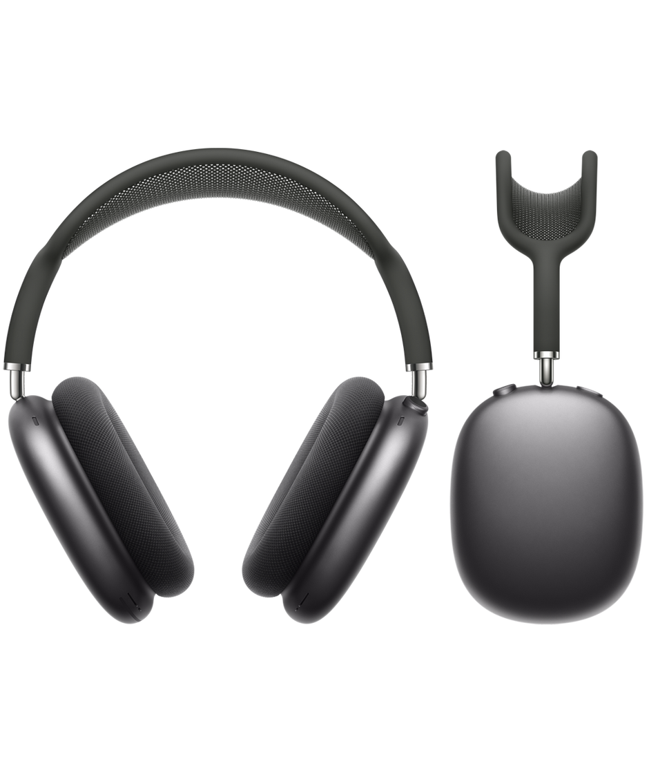 black airpods max on a white background