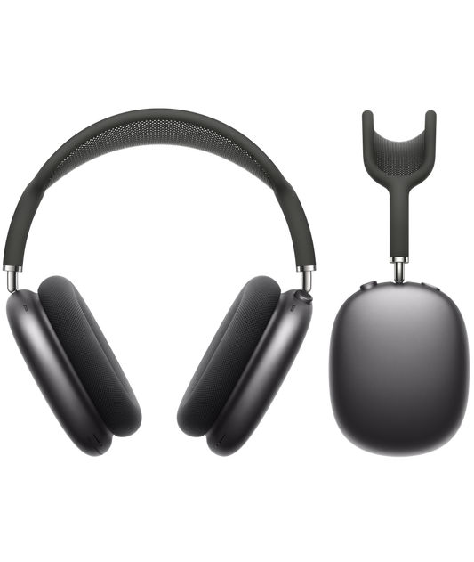 black airpods max on a white background