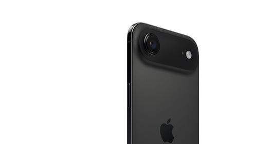 Black smartphone with Apple logo on a white background