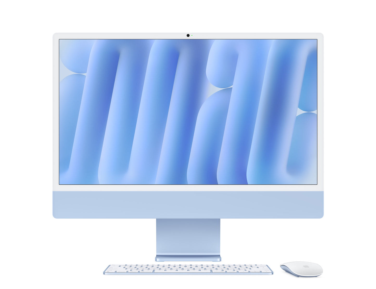 blue imac on a white background