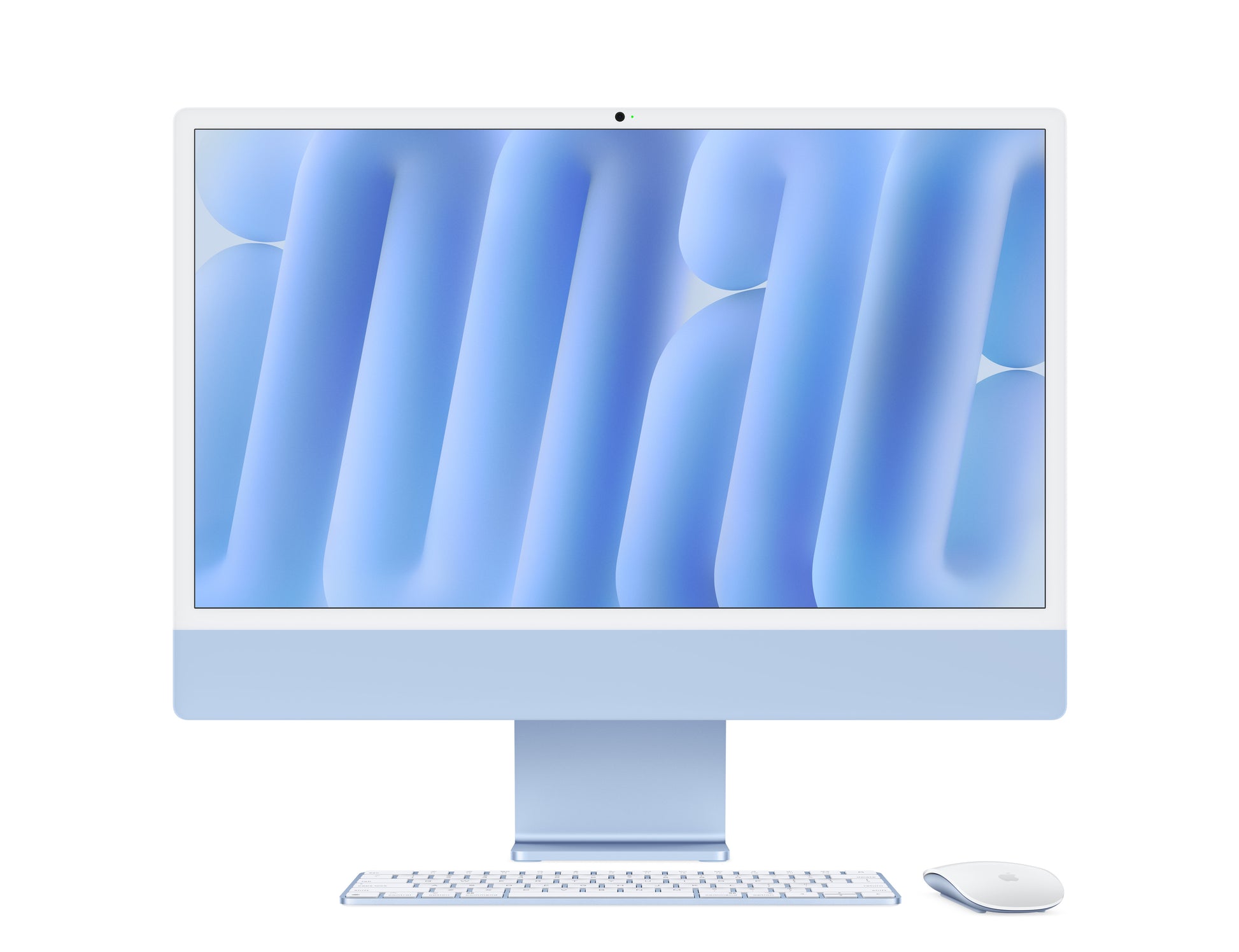 blue imac on a white background