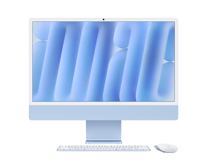 blue imac on a white background