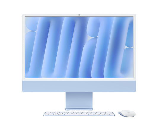blue imac on a white background