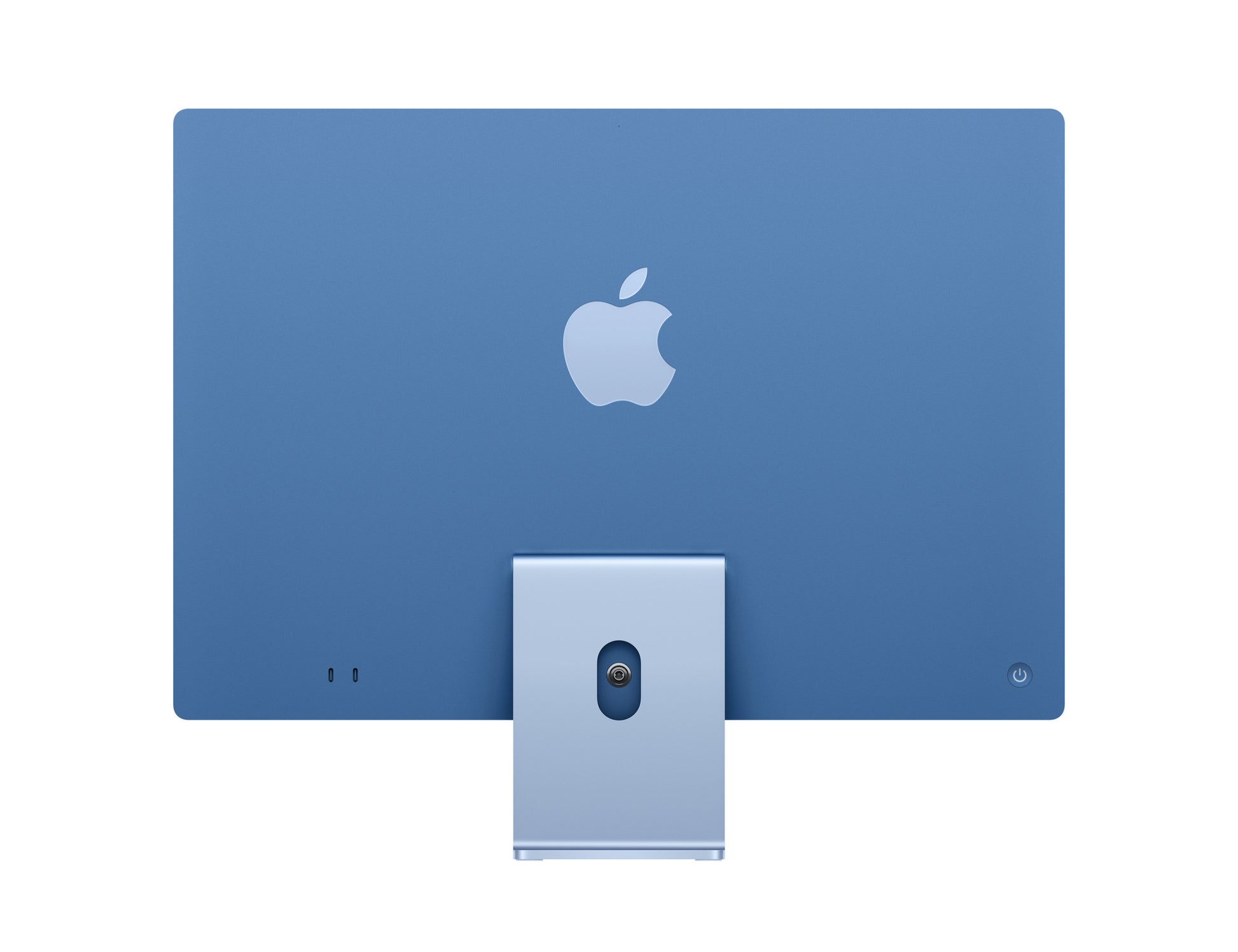 blue imac on a white background