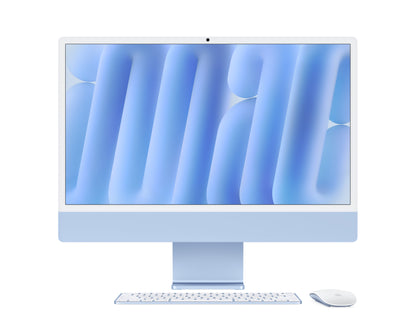 blue imac on a white background