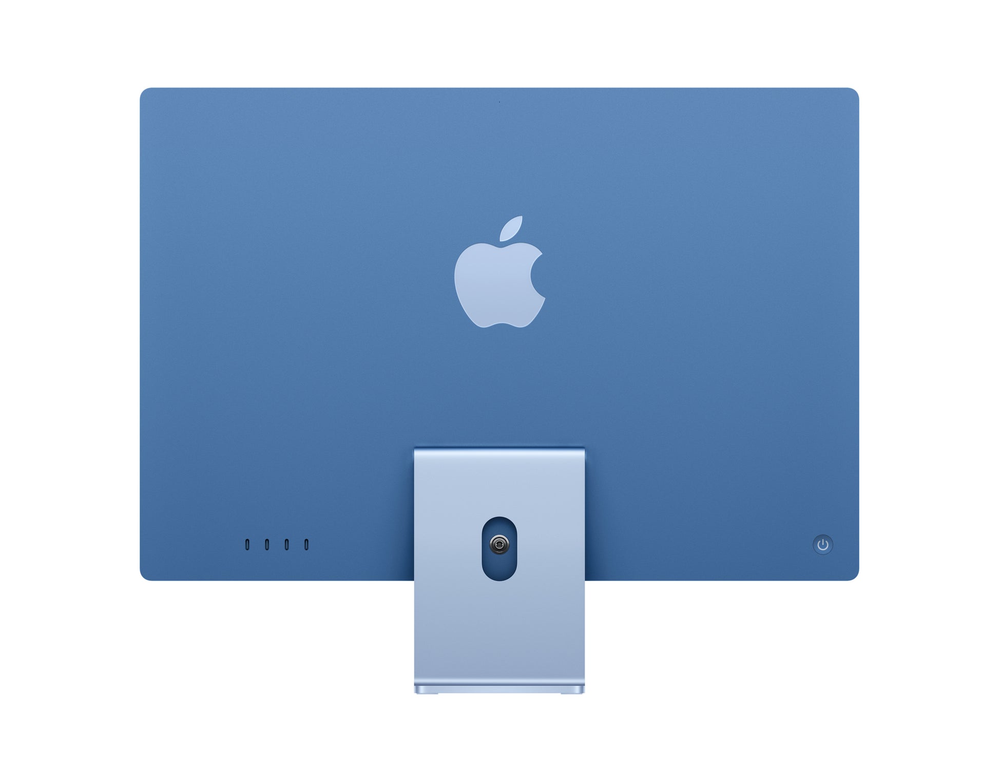 blue imac on a white background