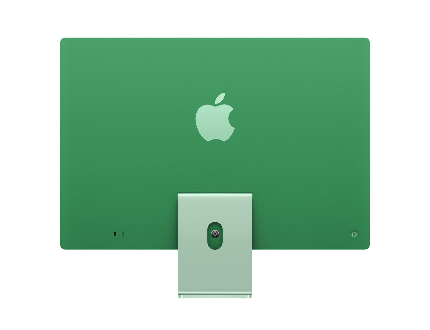 green imac on a white background