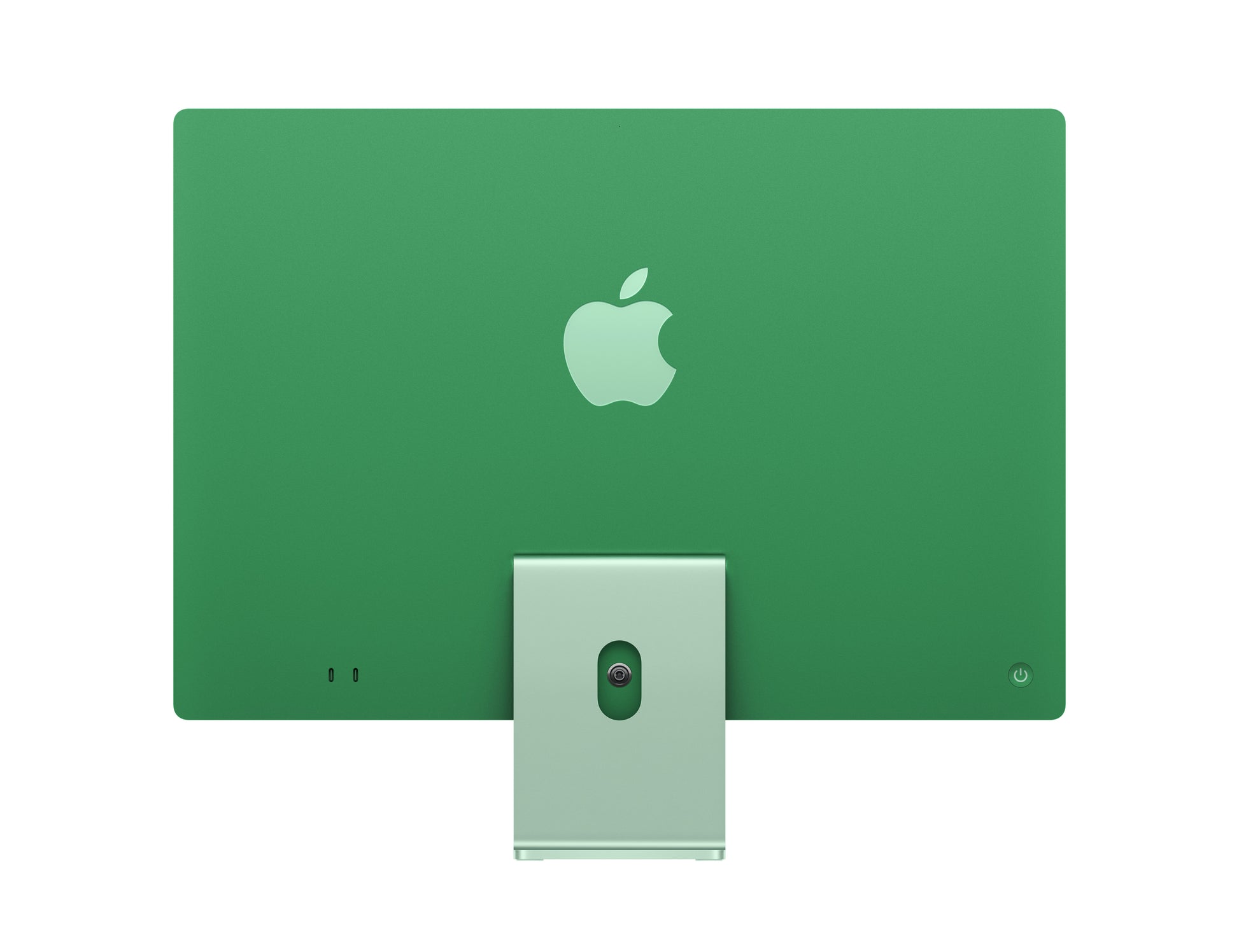 green imac on a white background