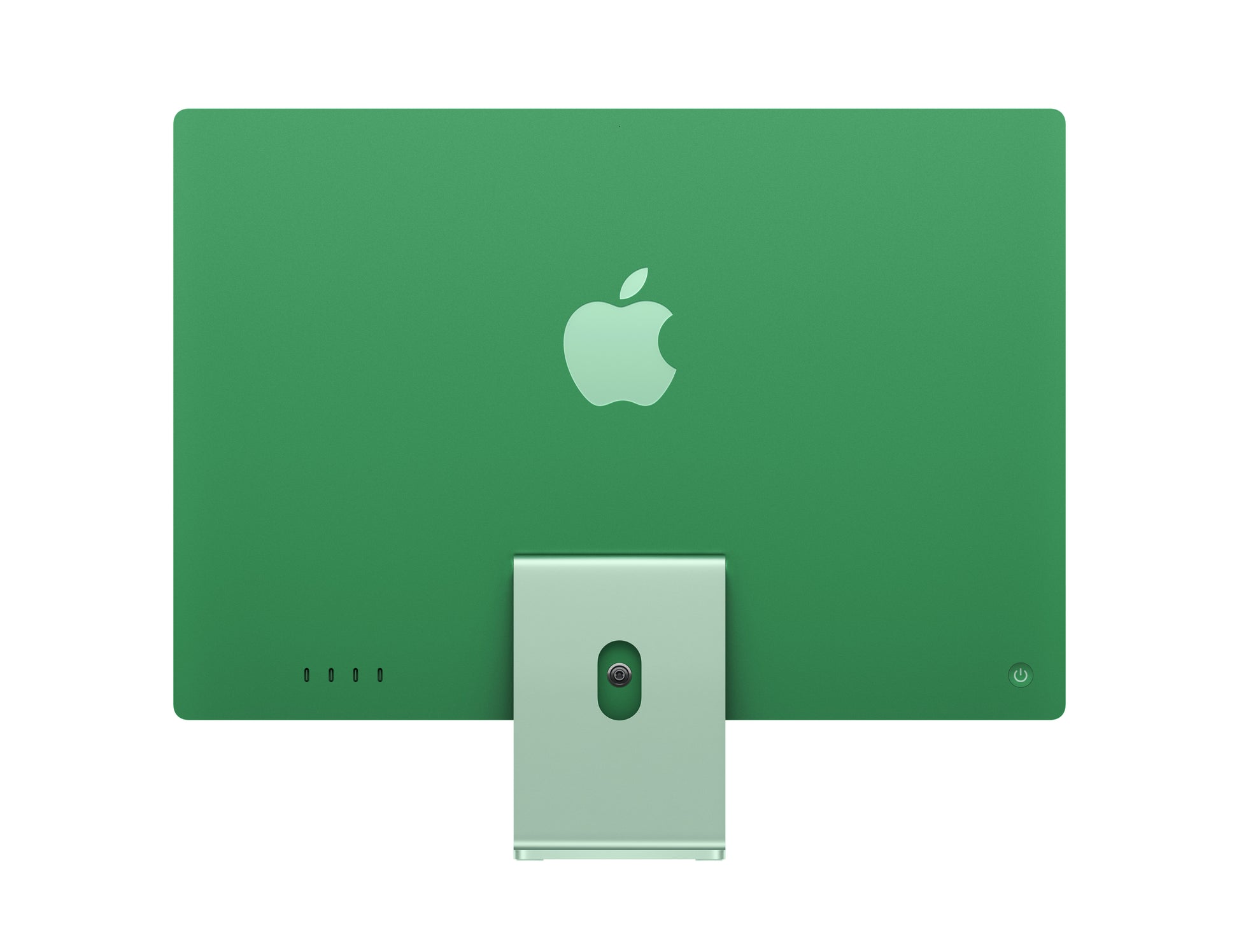 green imac on a white background
