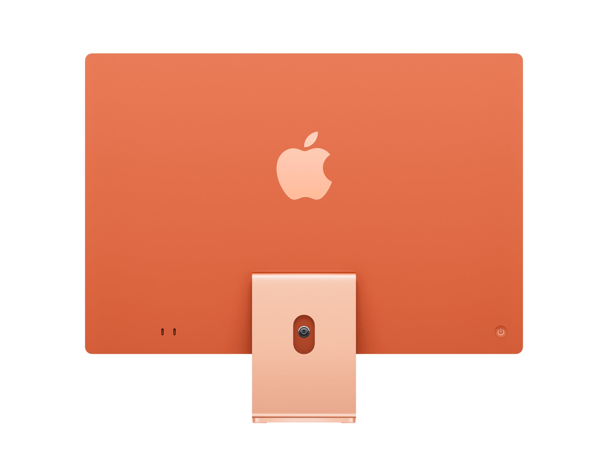 orange imac on a white background