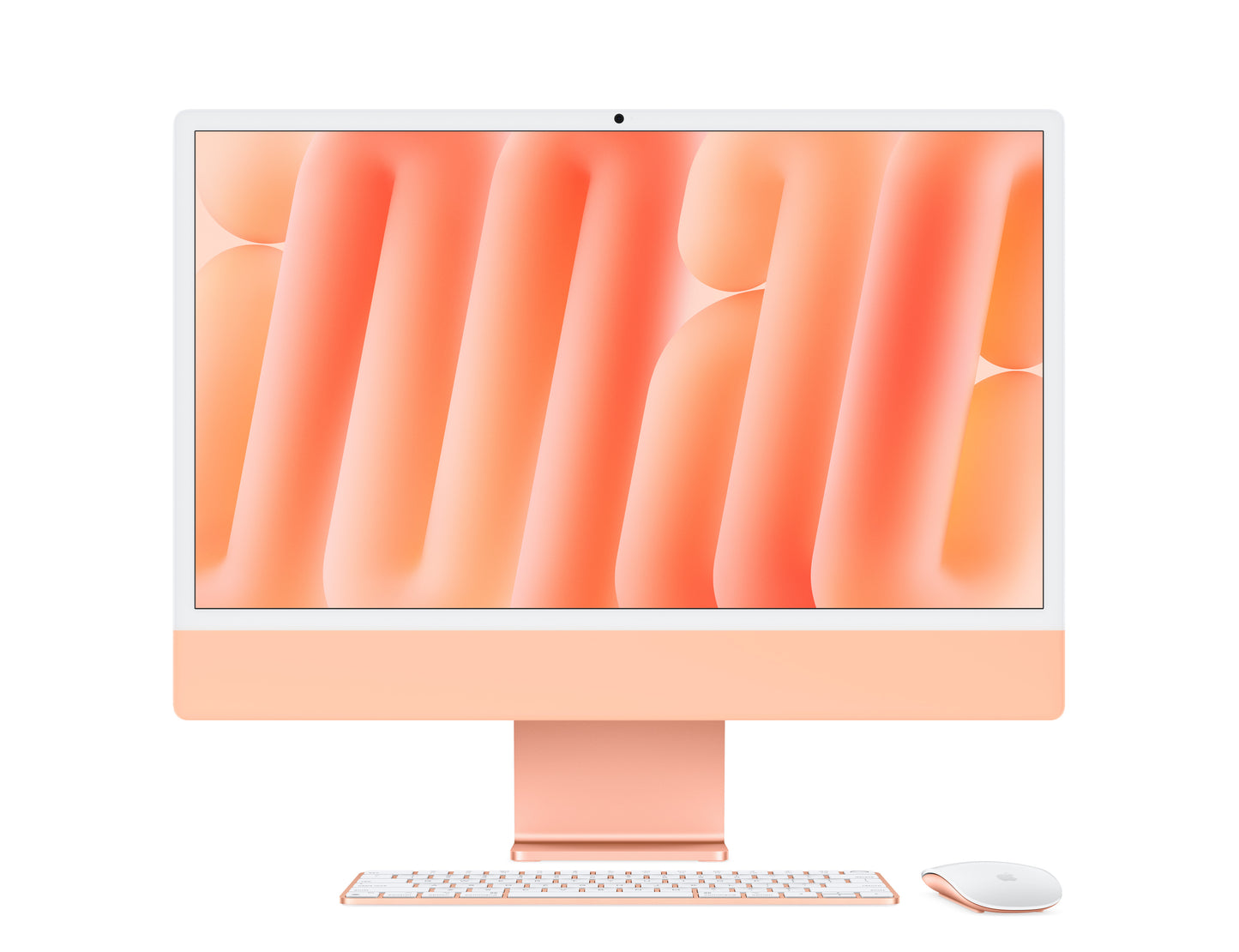 orange imac on a white background