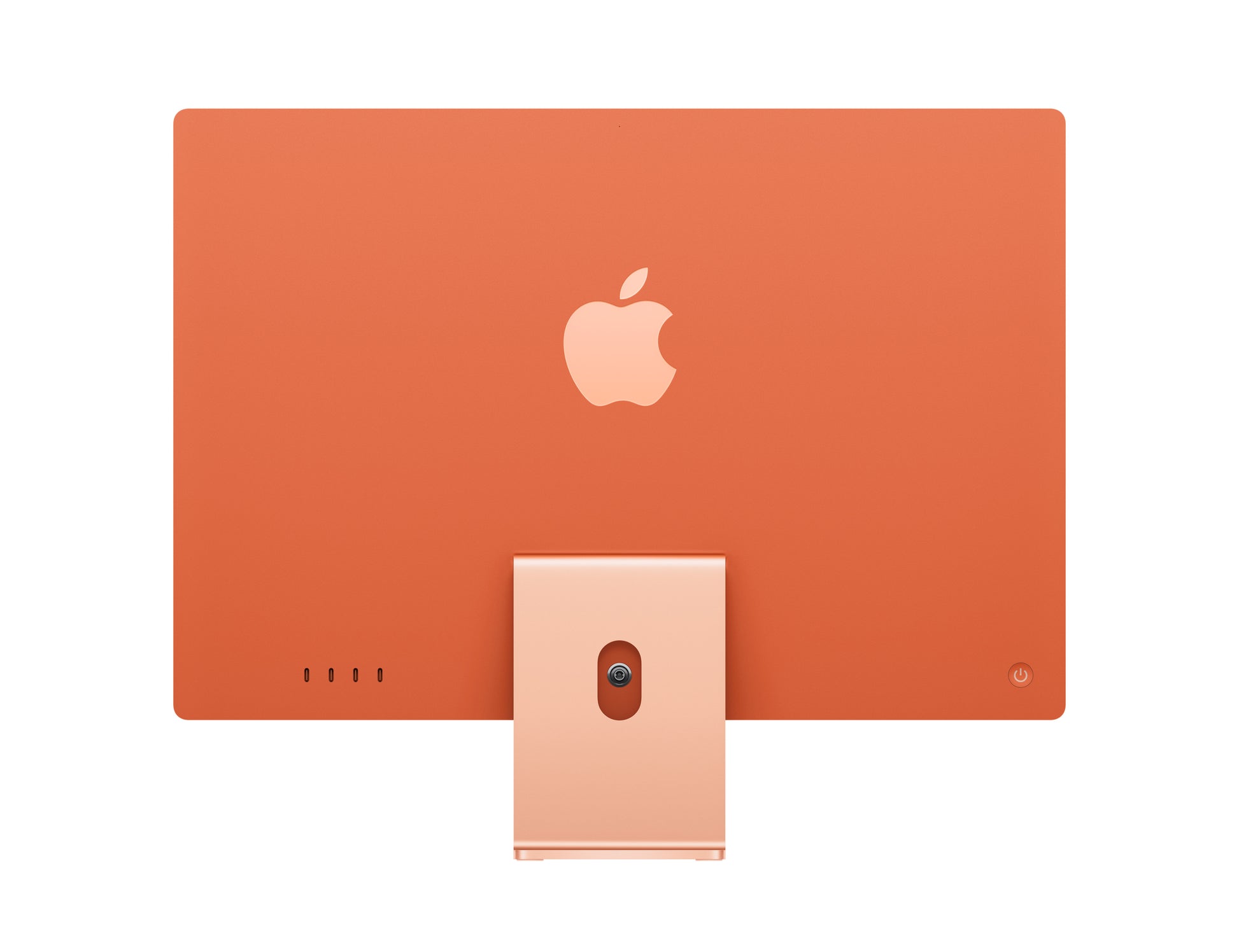 orange imac on a white background