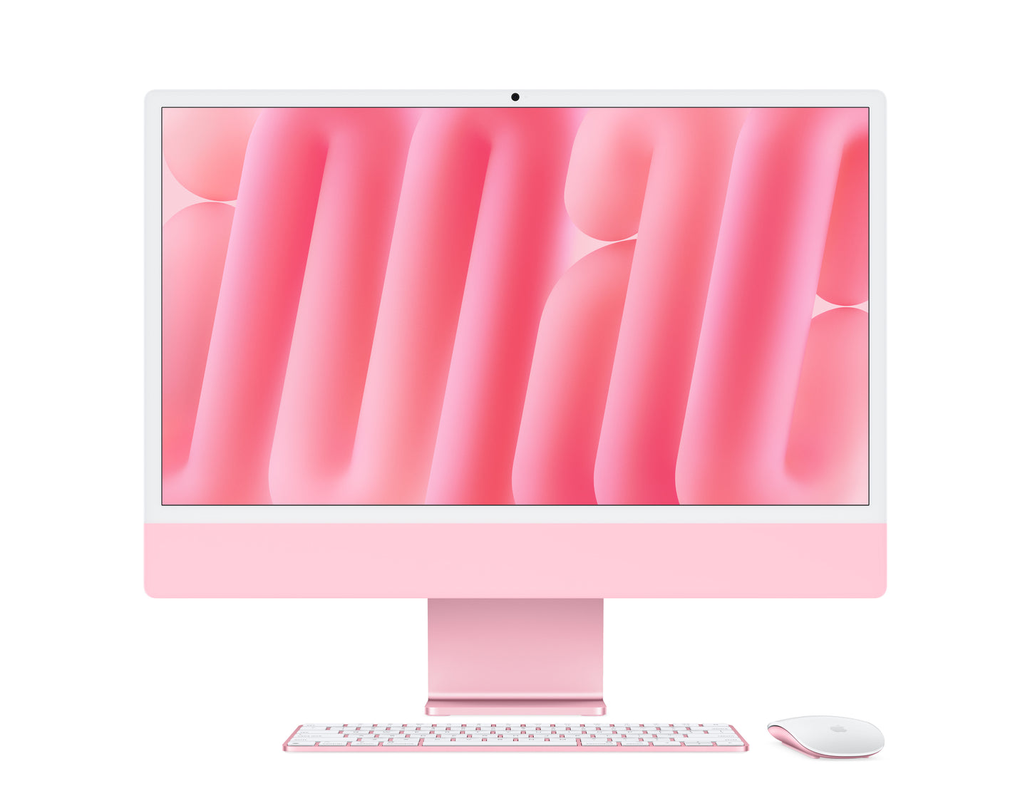 pink imac on a white background