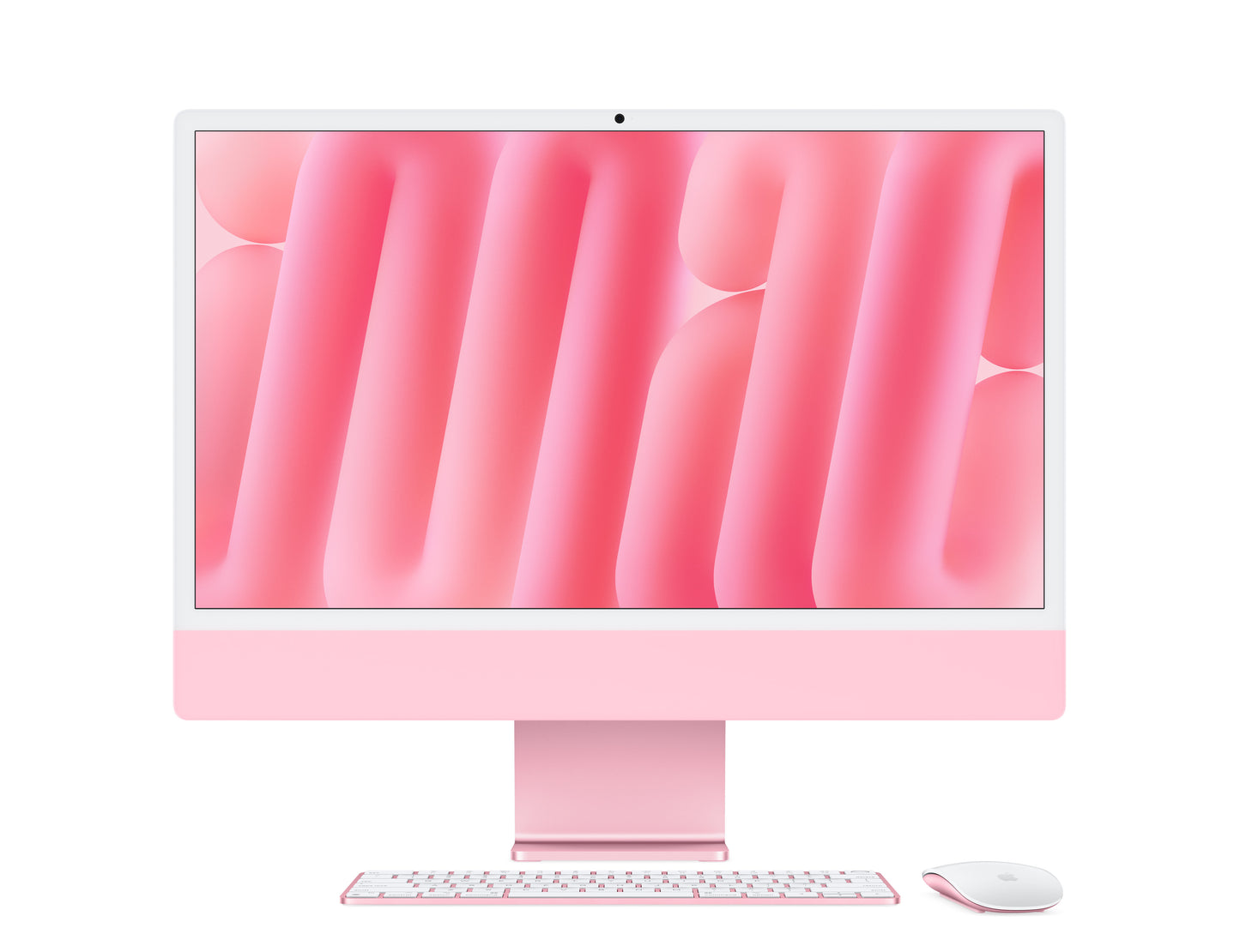 pink imac on a white background