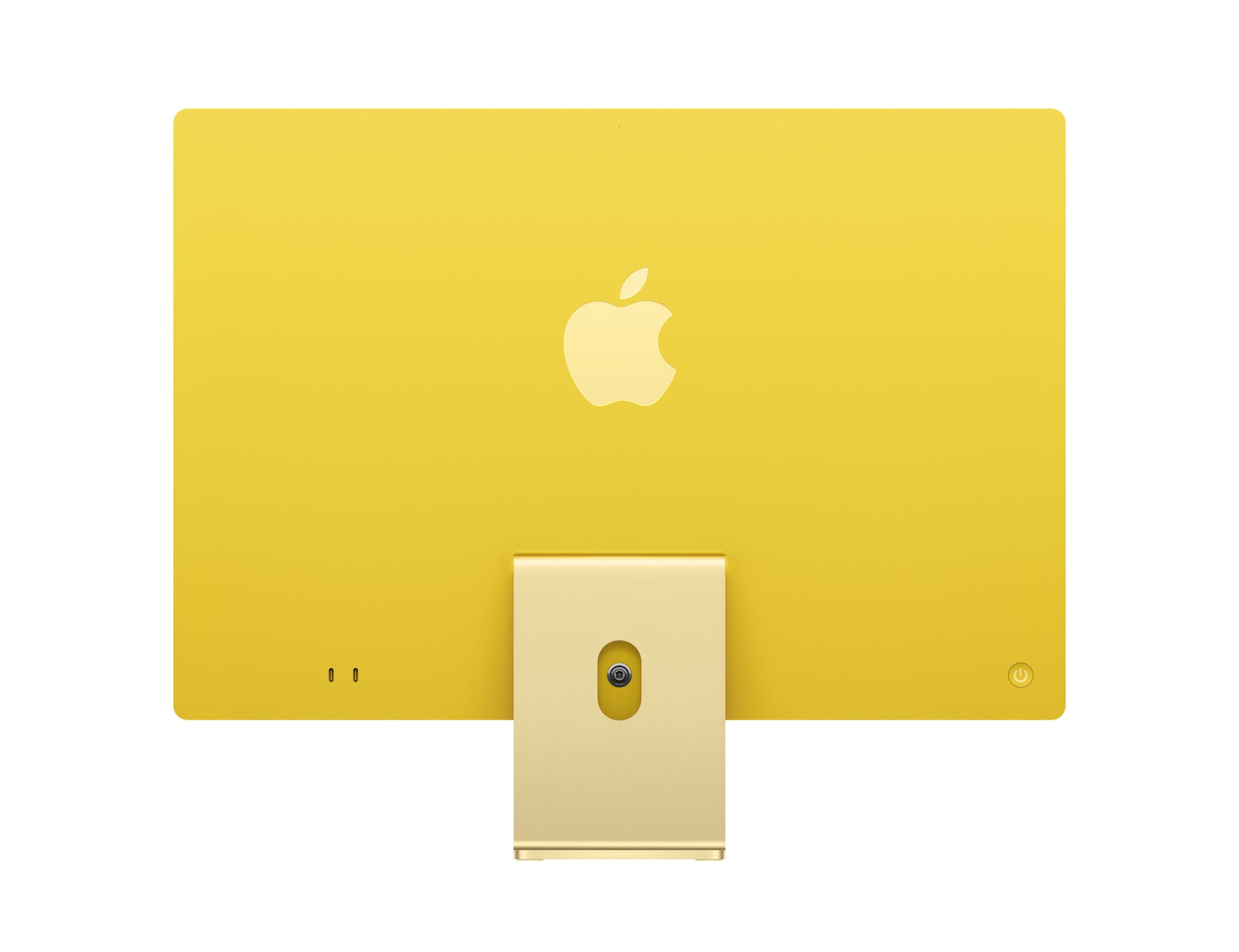 yellow imac on a white background