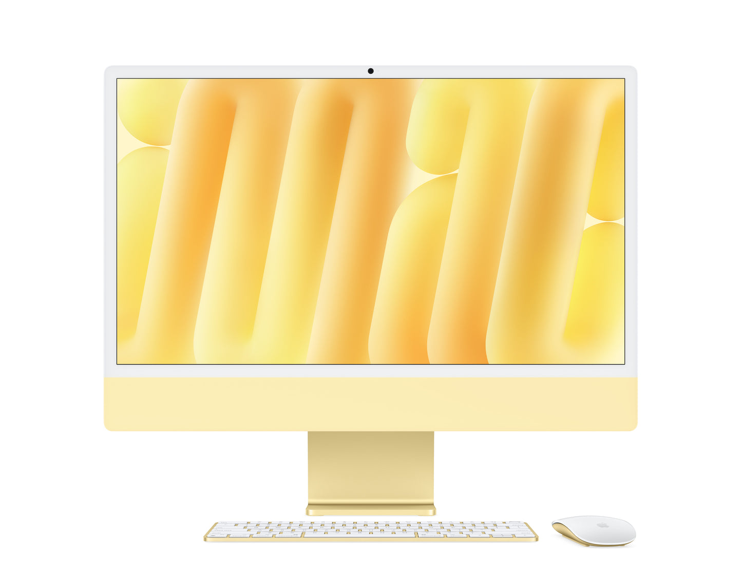 yellow imac on a white background