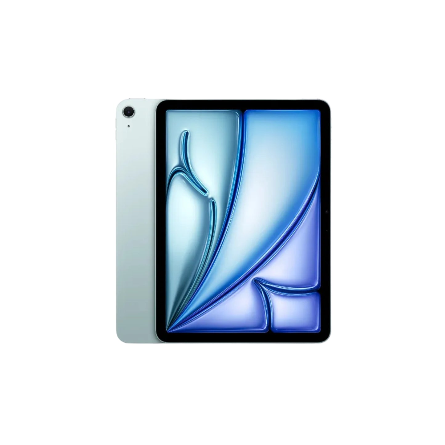 blue ipad on a white background