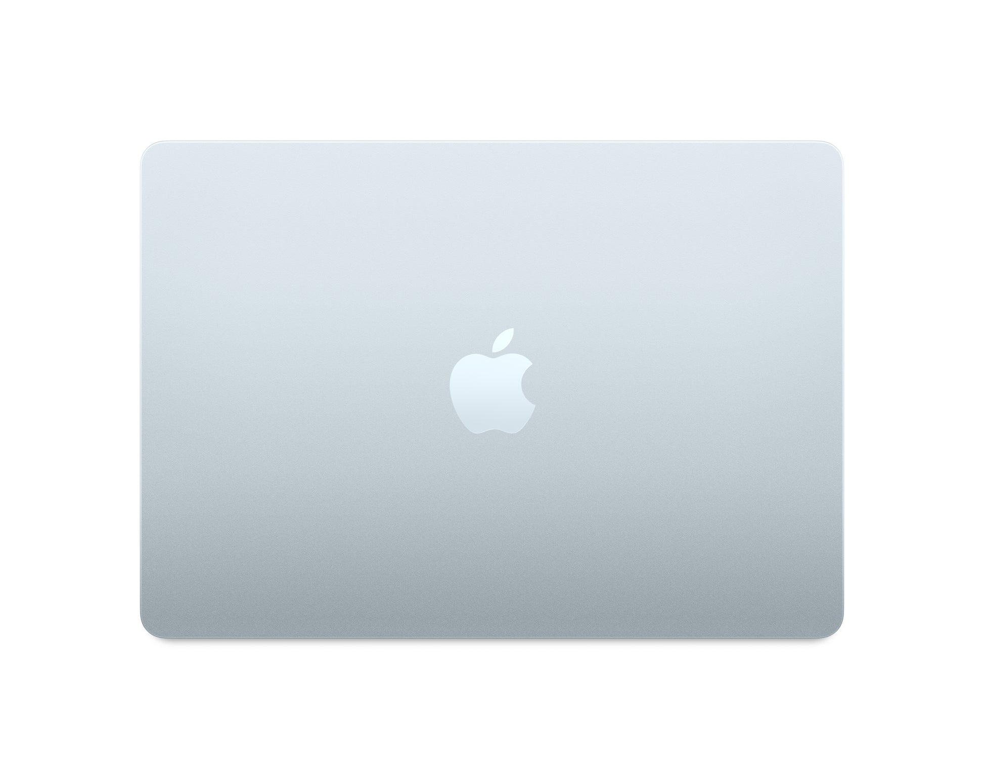 skyblue macbook on a white background