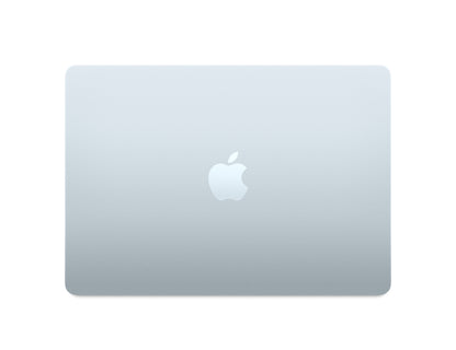 skyblue macbook on a white background