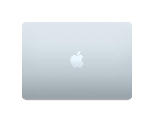skyblue macbook on a white background