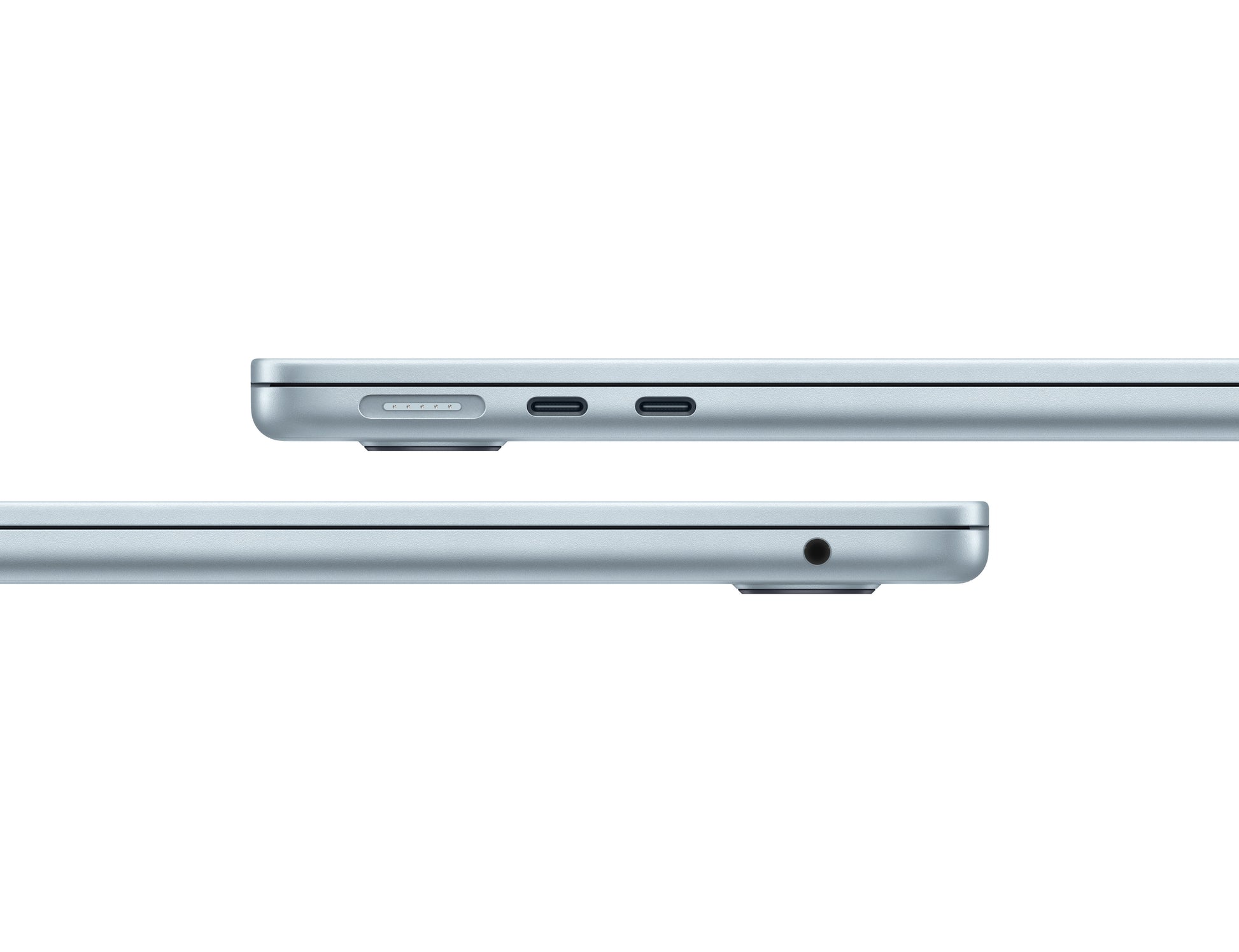 skyblue macbook on a white background