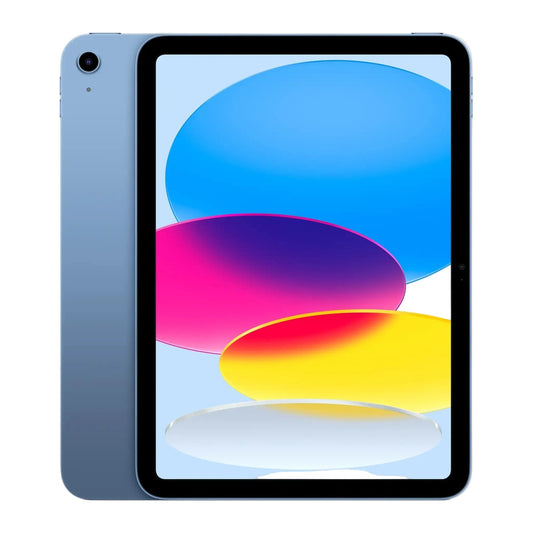 blue ipad on a white background