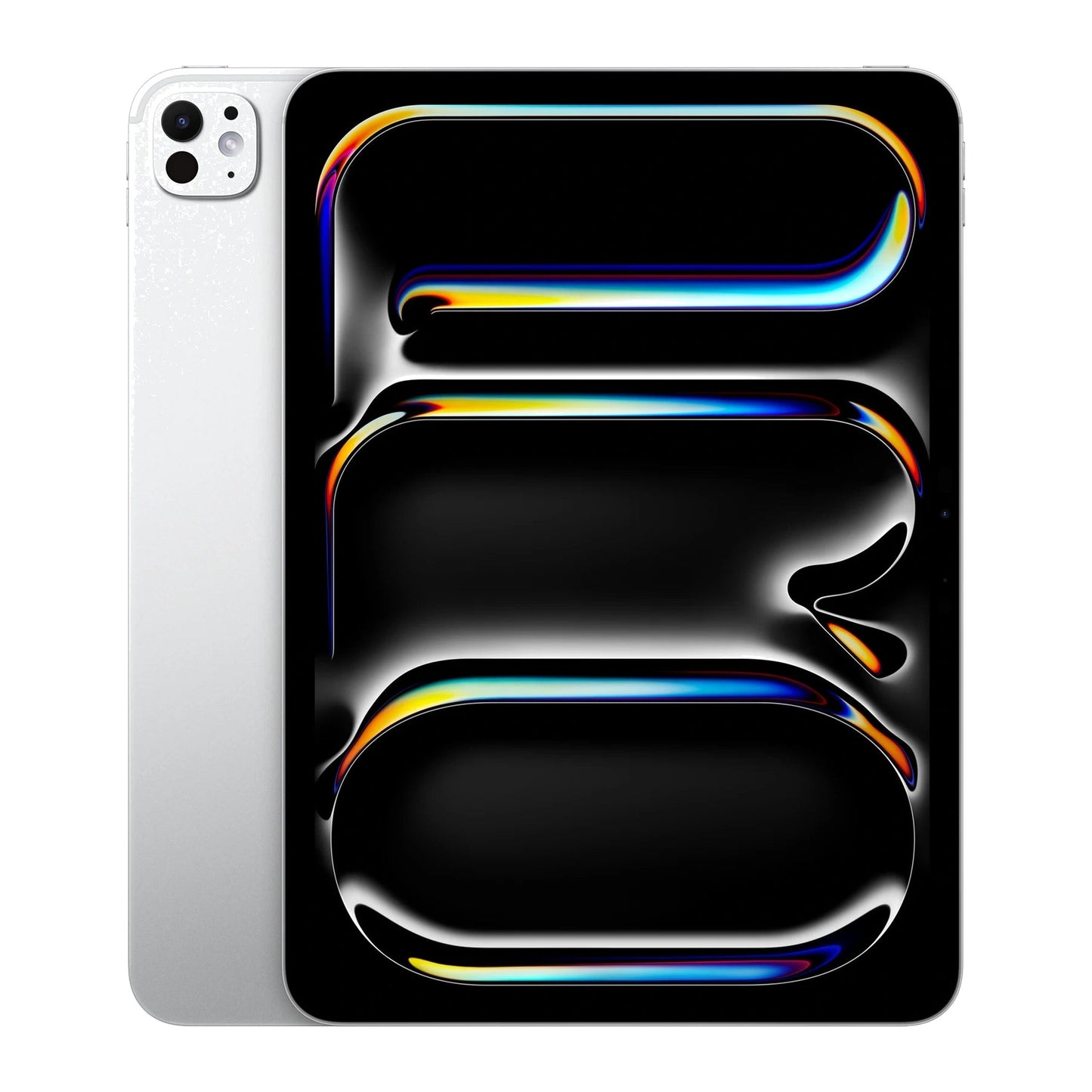silver ipad on a white background