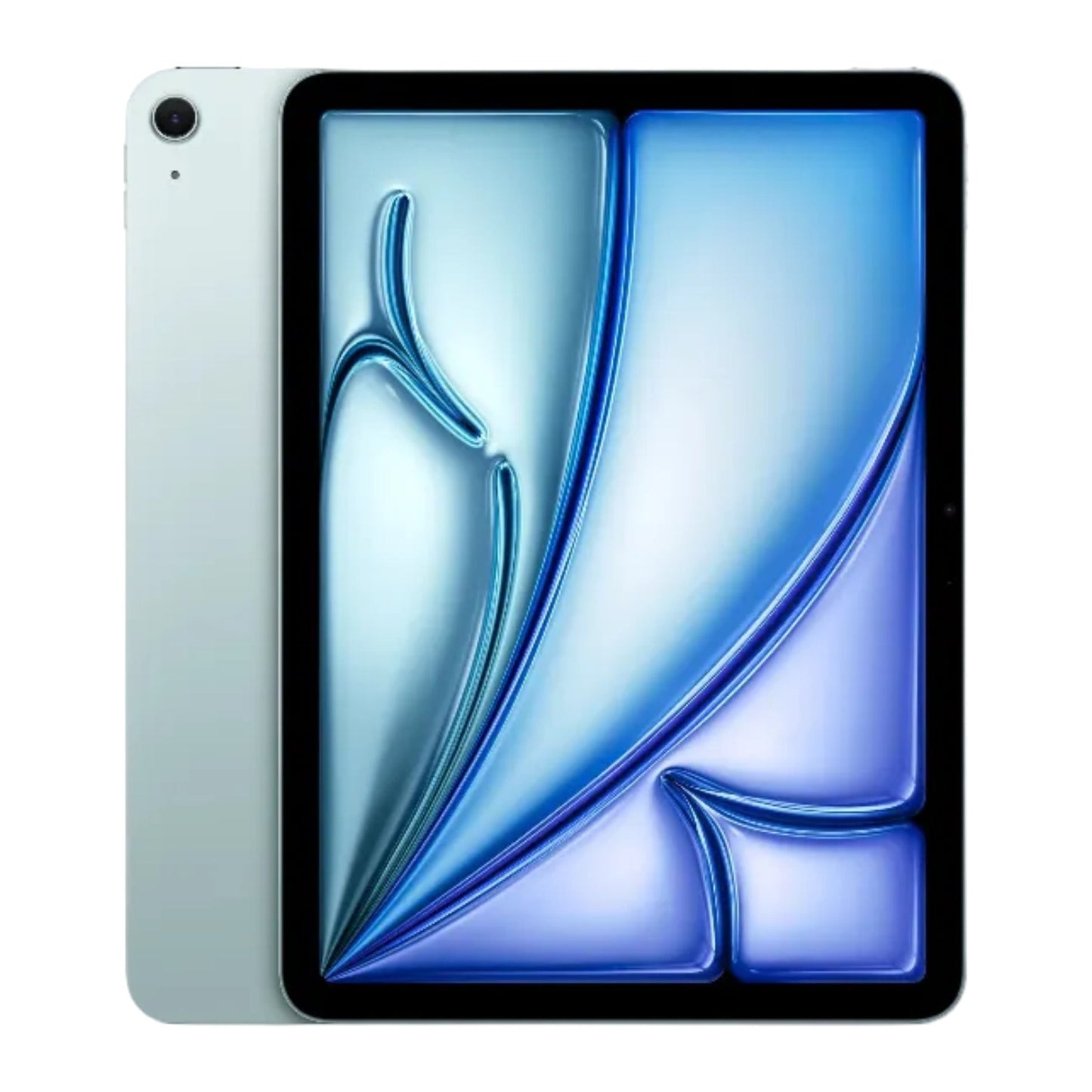 blue ipad on a white background