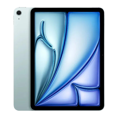 blue ipad on a white background