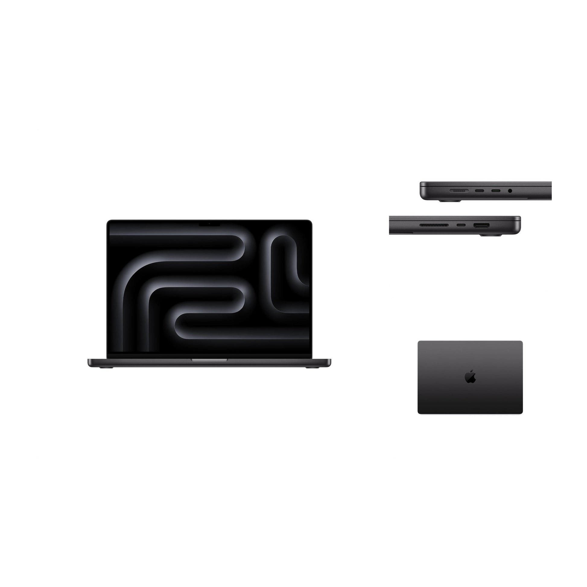 black macbook pro on white background
