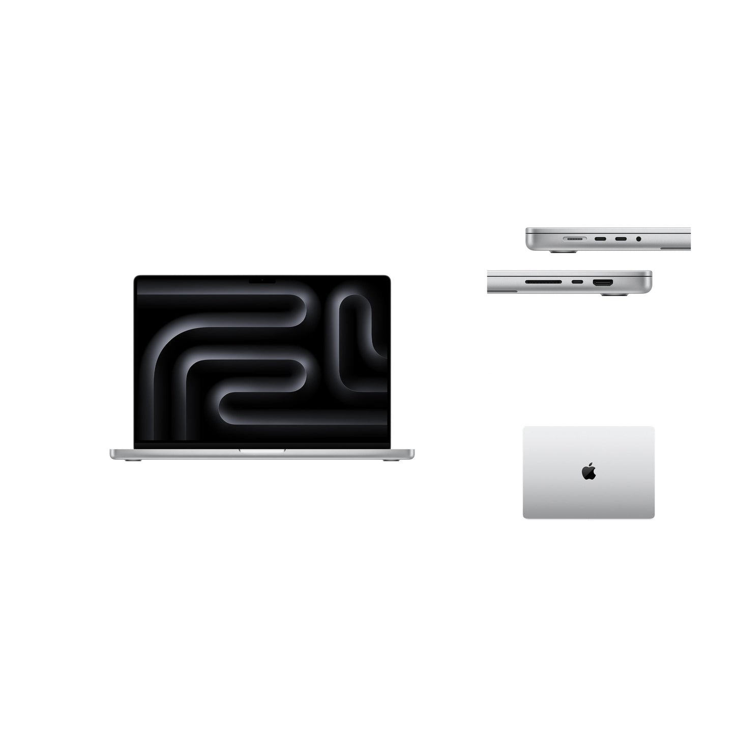 silver macbook pro on white background