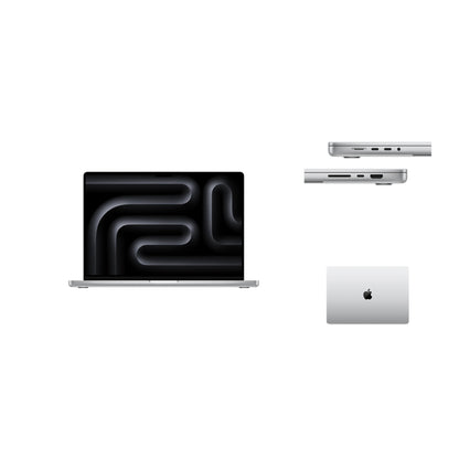 silver macbook pro on white background