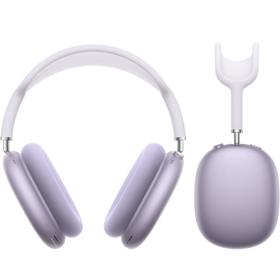 purple airpods max on a white background