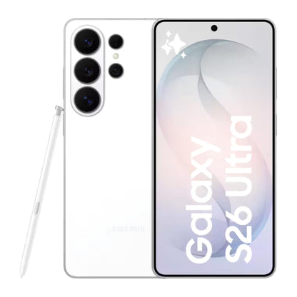 Samsung Galaxy S26 Ultra in White, front and back