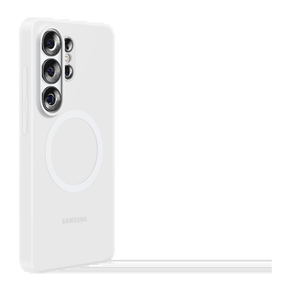 white silicone magnet case on white background