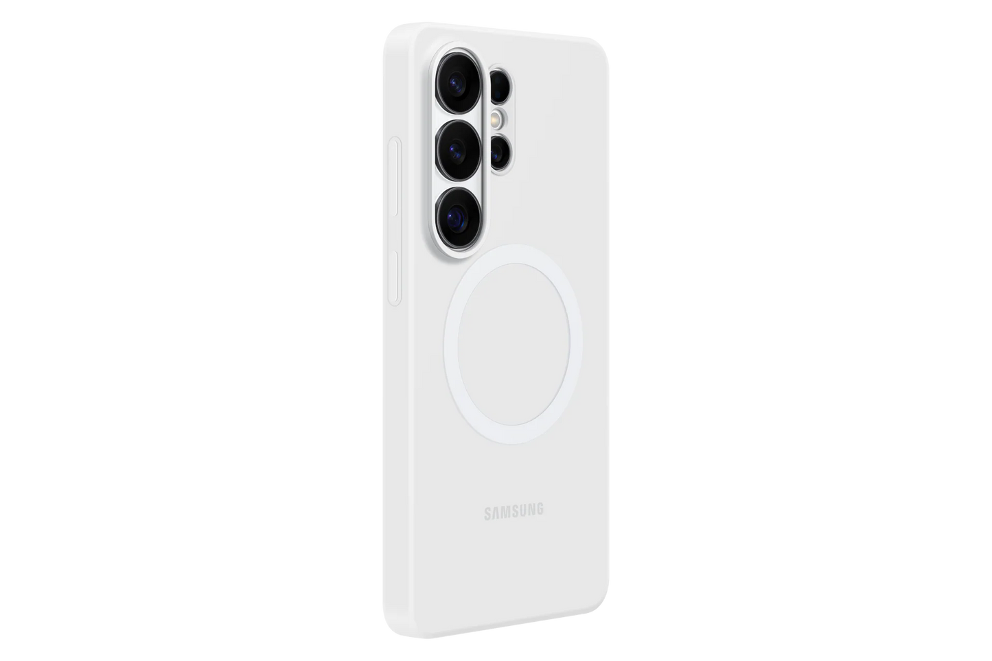 white silicone magnet case on white background