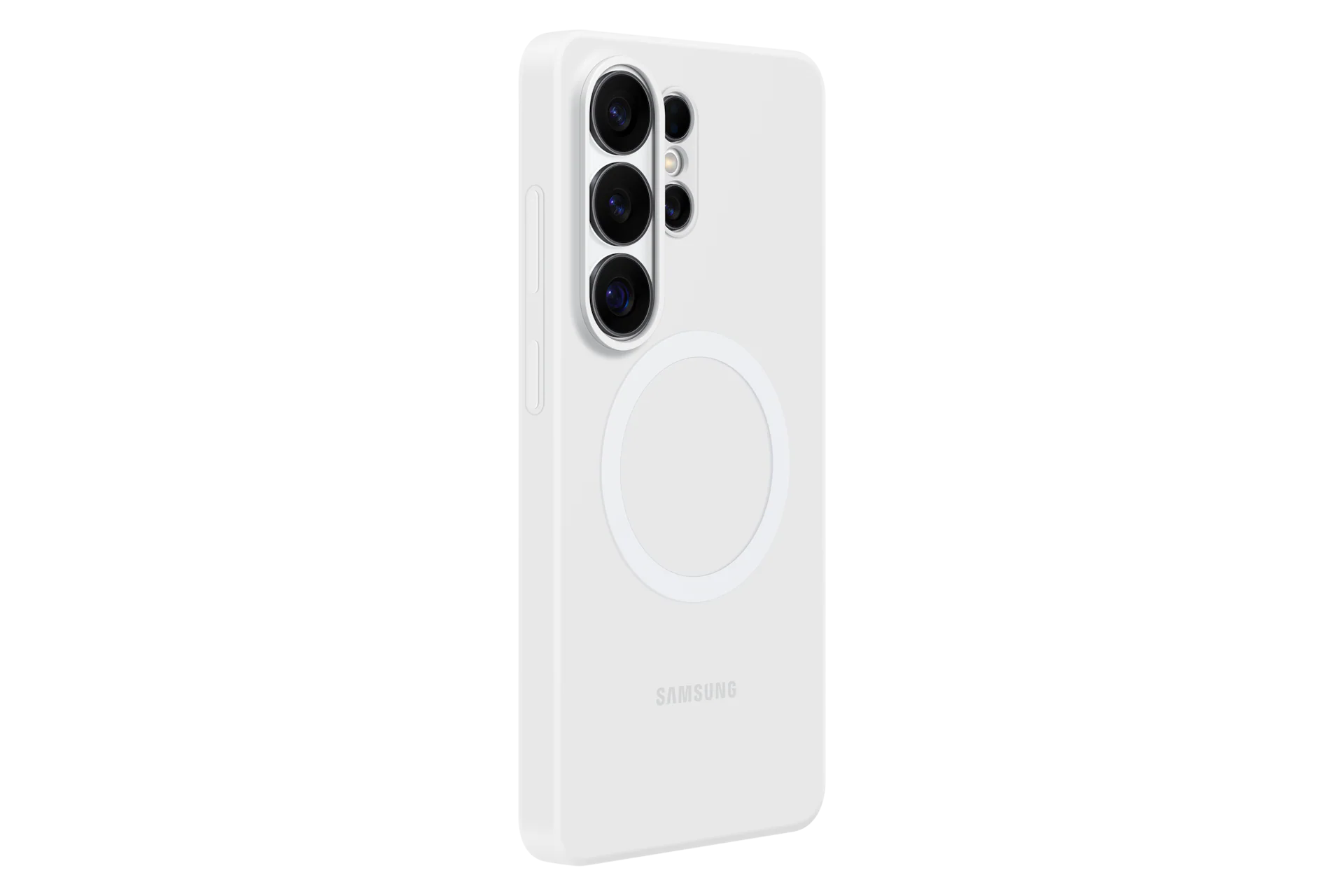 white silicone magnet case on white background