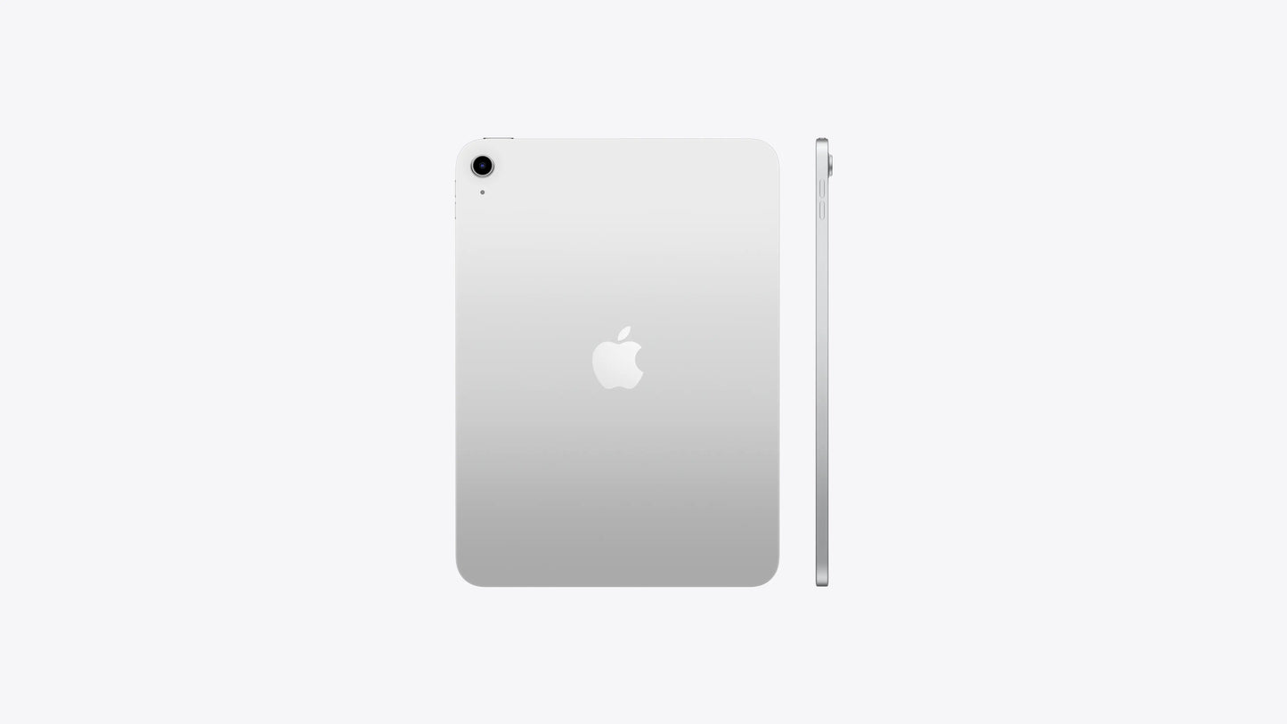 silver ipad on a white background