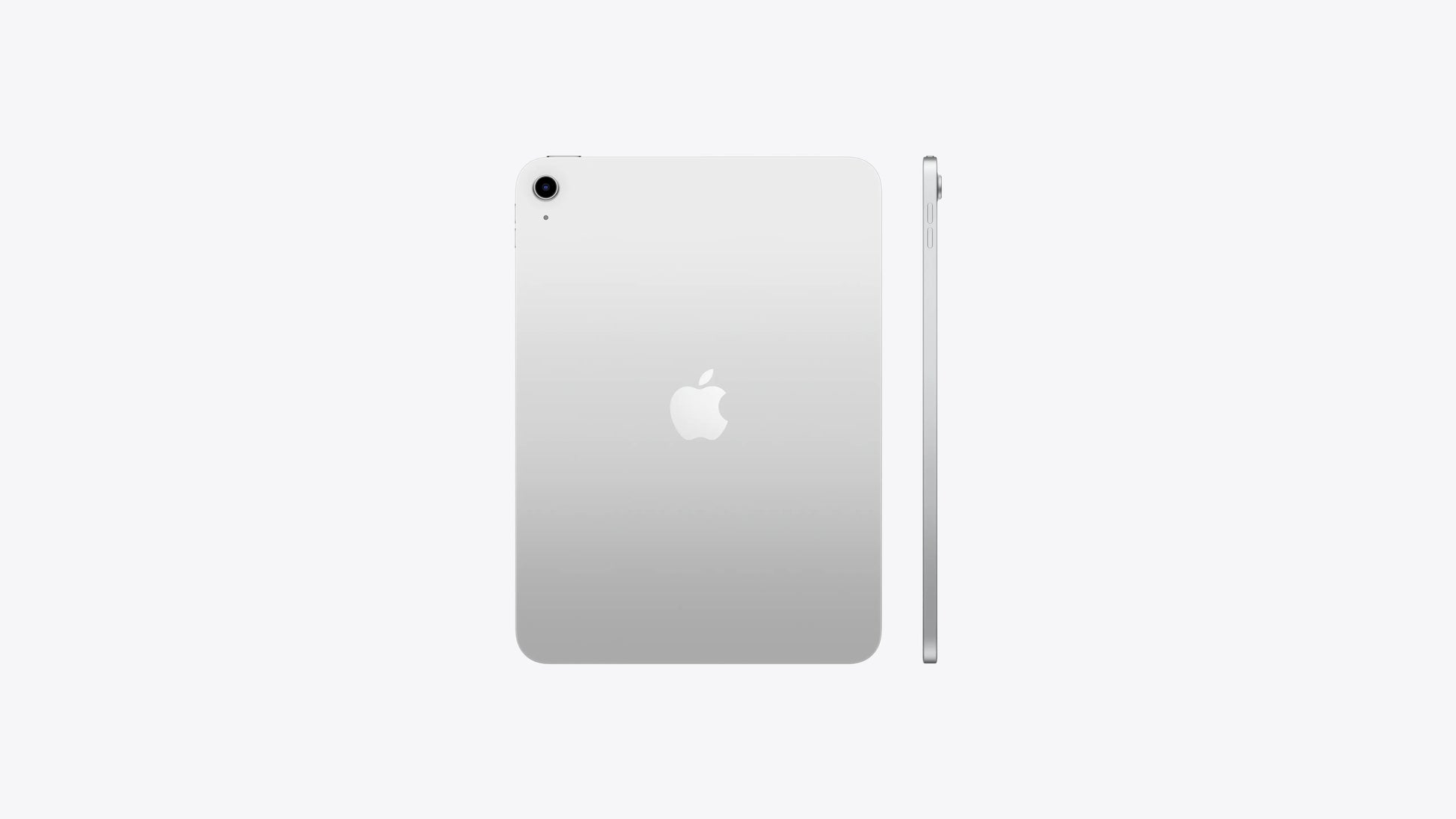 silver ipad on a white background