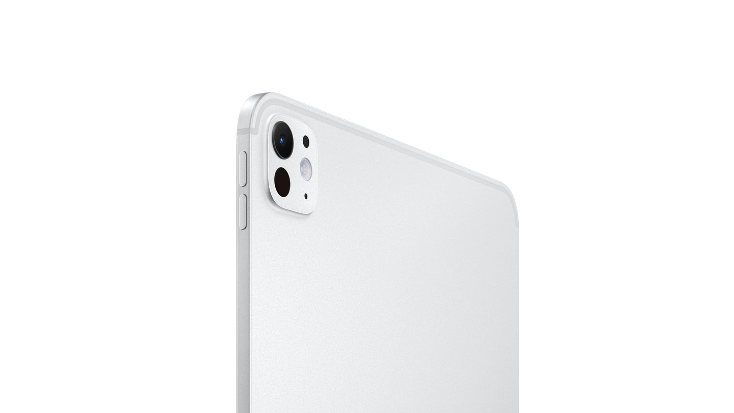 silver ipad on a white background
